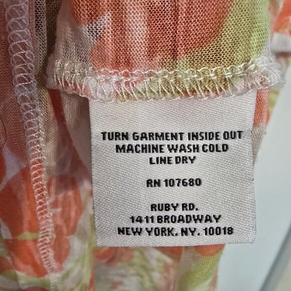 PL Ruby Rd Top with Bead Detail in orange and green flowers on white 60% Cotton - Picture 5 of 7